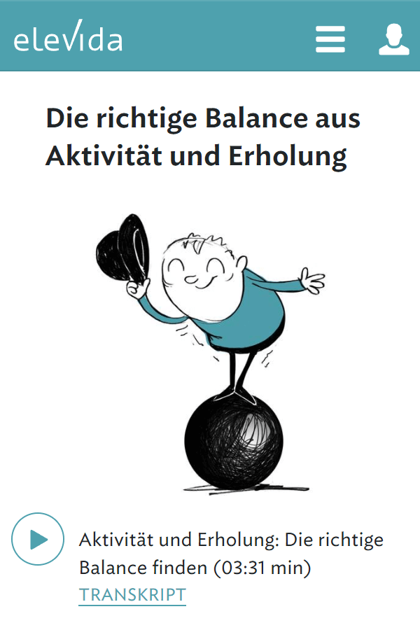 Screenshot Inhalt, Balance aus Aktivität und Erholung, Audio-Datei